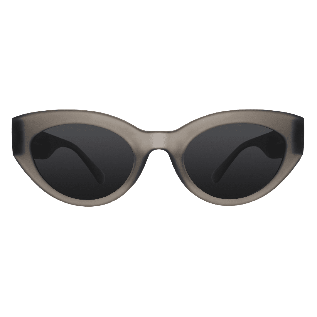 Rare Air Discs Moonlight Charging Station Moon G polarized sunglasses in transparent frame, front view showcasing sleek design.