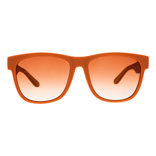 Rare Air Discs Mayor Of Pangaea BFG polarized sunglasses with transparent frame and dark tinted lenses, showcasing front view.