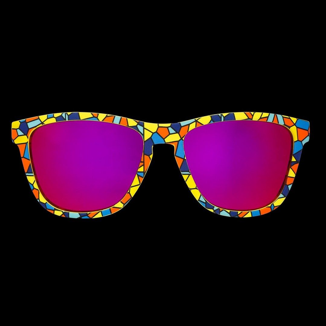 Rare Air Discs "Off To Shatter Island" OG polarized sunglasses with transparent frame, front view showing stylish eyewear design.