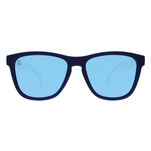 Arizona collegiate "Welcome To Wildcat Country" polarized sunglasses by Rare Air Discs, front view showing transparent frame and branding.