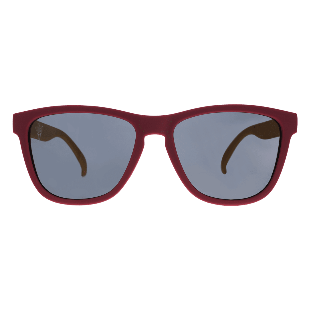 Rare Air Discs polarized sunglasses featuring "Forks Up, Sunnies On" design, with transparent frame and stylish lenses.