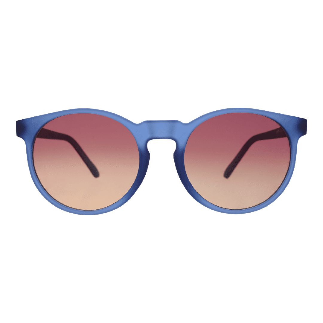 Rare Air Discs "Stares Into The Abyss" Circle G polarized sunglasses with transparent frames, front view.