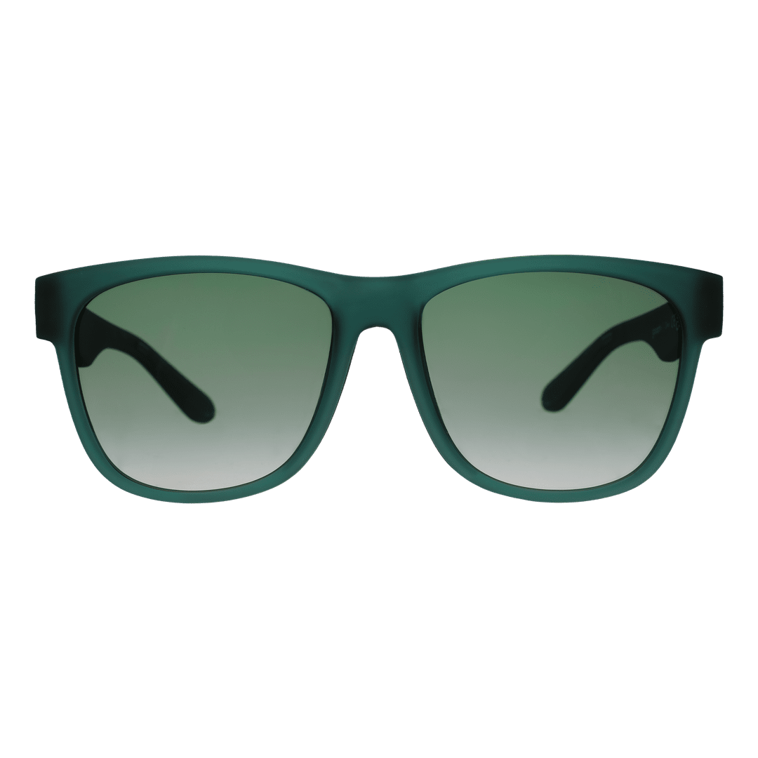 Rare Air Discs Underwater Thunder Plunder BFG polarized sunglasses with transparent frames, front view showing sleek design.
