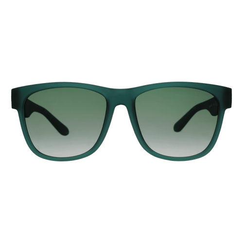 Rare Air Discs Underwater Thunder Plunder BFG polarized sunglasses with transparent frames, front view showing sleek design.
