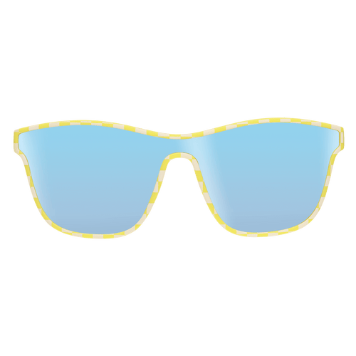 Rare Air Discs Warn To Be Wild VRG polarized sunglasses with transparent frame and dark lenses, showcasing front view.