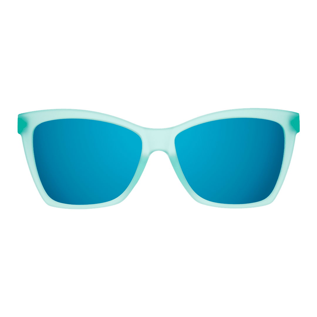 Clear front view of Rare Air Discs' "Will Brake For Mermaids" polarized Pop G sunglasses, showcasing stylish eyewear design.