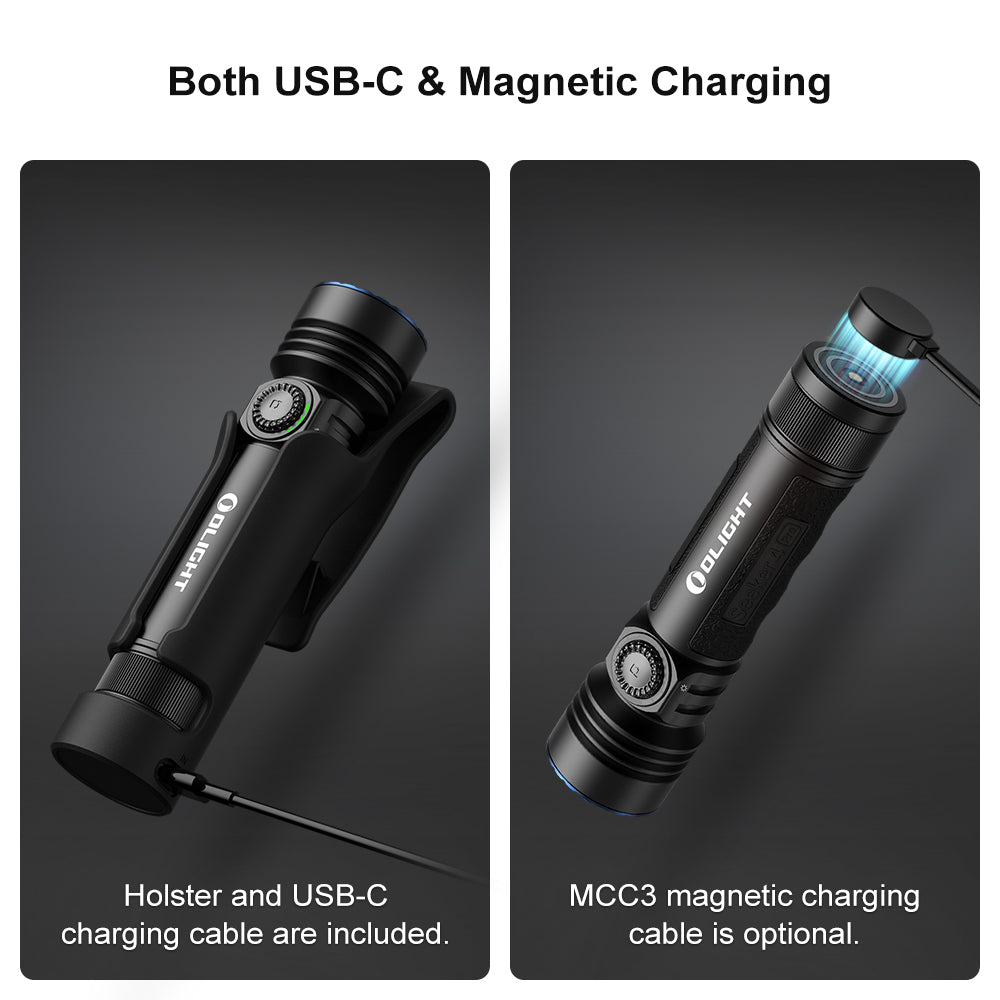 MUCITUP Olight Seeker 4 Pro rechargeable flashlight with 4600 lumens, USB-C magnetic charging port and durable design