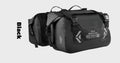 Bean's Moto Booth TACX™ 2-in-1 waterproof motorcycle saddlebag and pannier bag attached to a motorcycle for touring.
