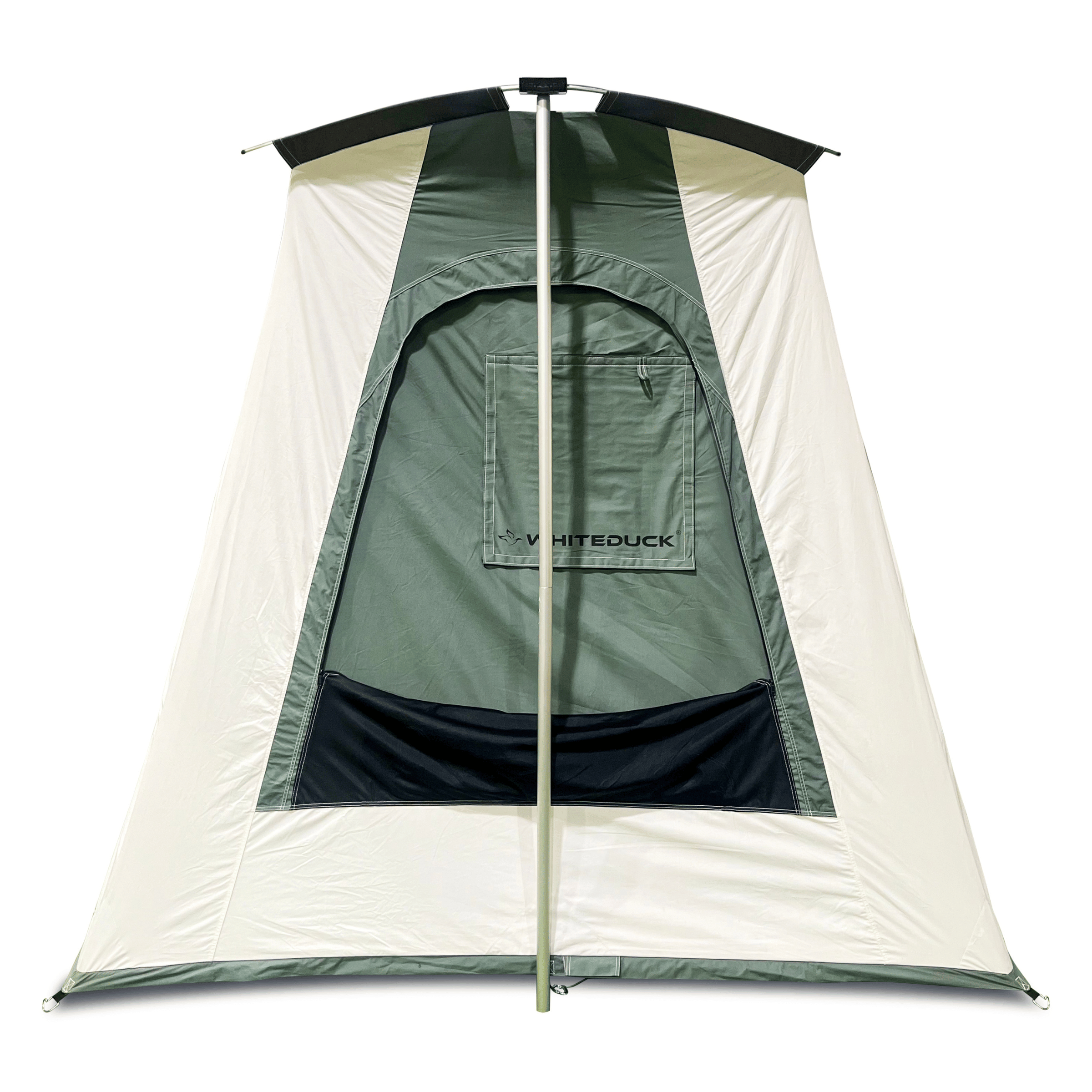 White Duck Outdoors 7'x9' Prota Canvas Cabin Tent, Deluxe version, shown set up with durable canvas fabric and sturdy frame.