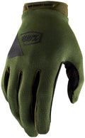 Gio's Outdoors Ridecamp gloves in army green and black, full-finger cycling gloves, medium size, designed for outdoor riding.