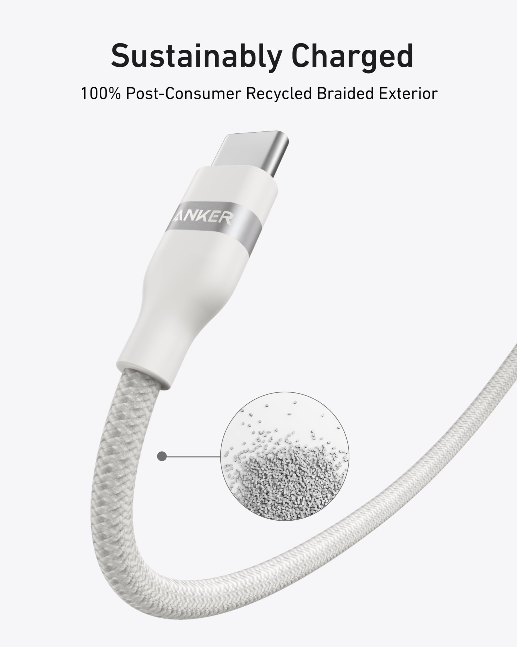Anker USB-C to USB-C Cable (3 ft / 6 ft, 240W, Upcycled-Braided) - We The Collective