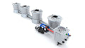 Green Vista Living Alien Hydroponics V-System 4 Pot 1 Row End Header Kit with four growing pots and header connector.