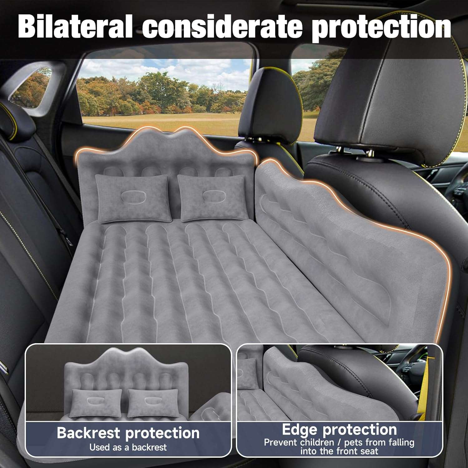 Thicken Backseat SUV/Car/Truck Air Mattress Air Bed Inflatable SUV Truck Mattress -24'' Width/Grey - OVERLANDERS Outfitter