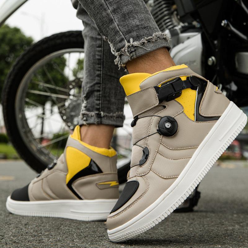 4 Seasons™ High School Motorcycle Sneaker by Bean's Moto Booth, durable riding shoes with protective features and sporty design.