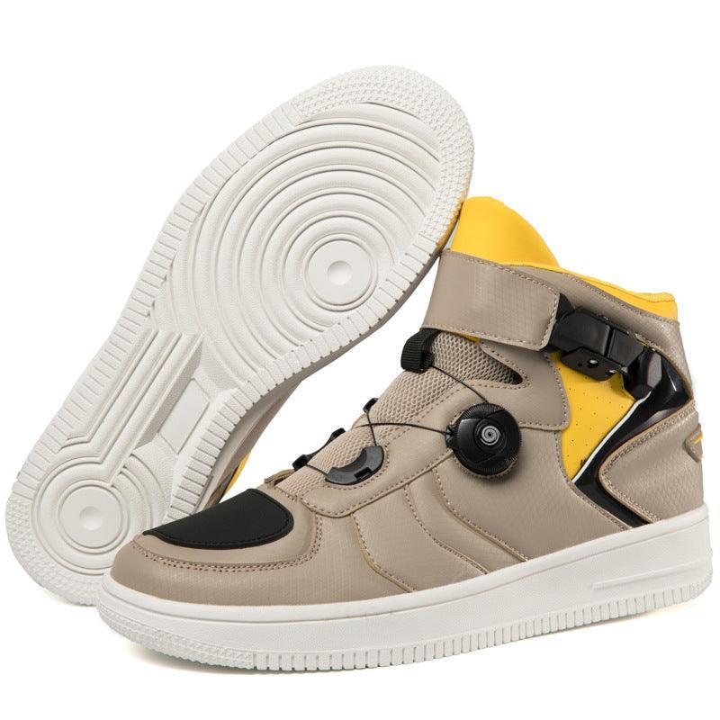 High school motorcycle sneakers from 4 Seasons™ by Bean's Moto Booth, featuring durable riding shoes with protective design.