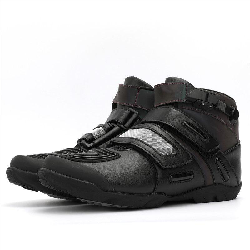 Bright neon motorcycle sneaker by Bean's Moto Booth, designed for 4 Seasons™ with sturdy construction and stylish details.