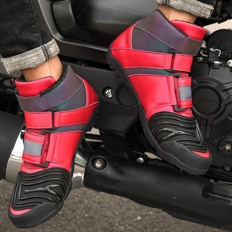 Neon motorcycle sneaker from 4 Seasons™ by Bean's Moto Booth, featuring bold colors and durable footwear design for riders.