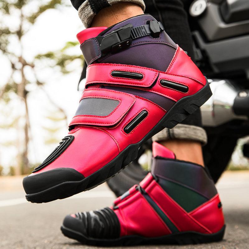Bright neon motorcycle sneaker from 4 Seasons™ by Bean's Moto Booth, featuring durable design and sporty style.