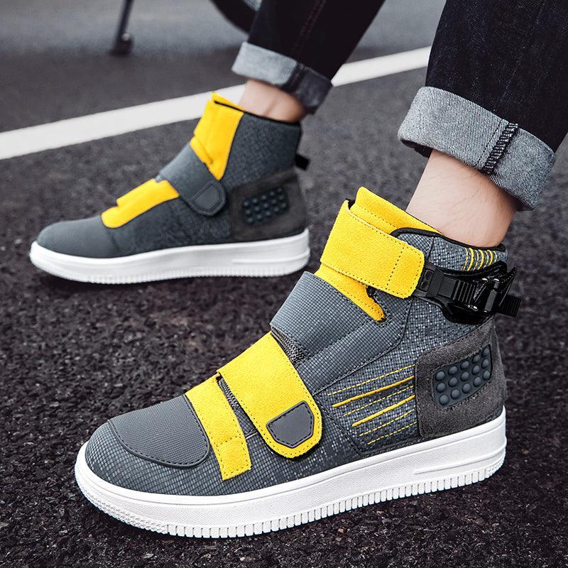 Bean's Moto Booth 4 Seasons™ Punk Motorcycle Sneaker showcasing black leather motorcycle boots with rugged design and sturdy soles.