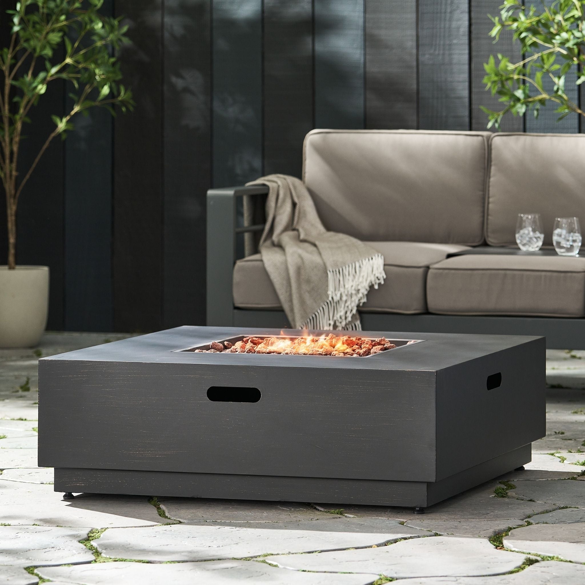 Alora 40-Inch 50K BTU Modern Outdoor Square Iron Backyard Patio Fire Pit (SAK31635) - We The Collective