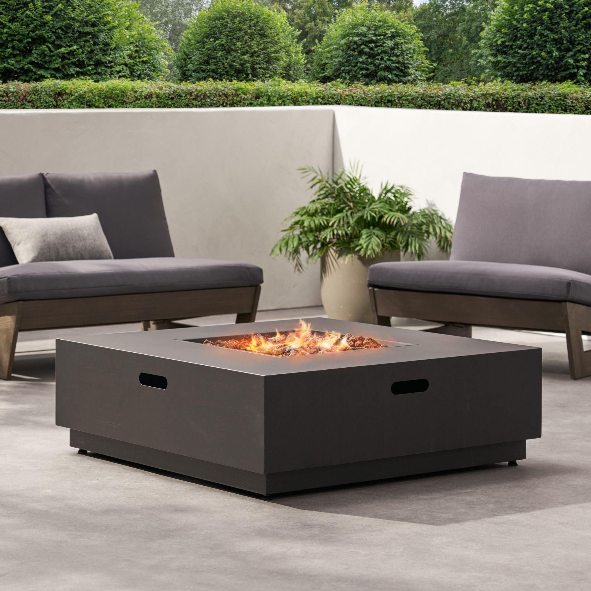 Alora 40-Inch 50K BTU Modern Outdoor Square Iron Backyard Patio Fire Pit (SAK31635) - We The Collective