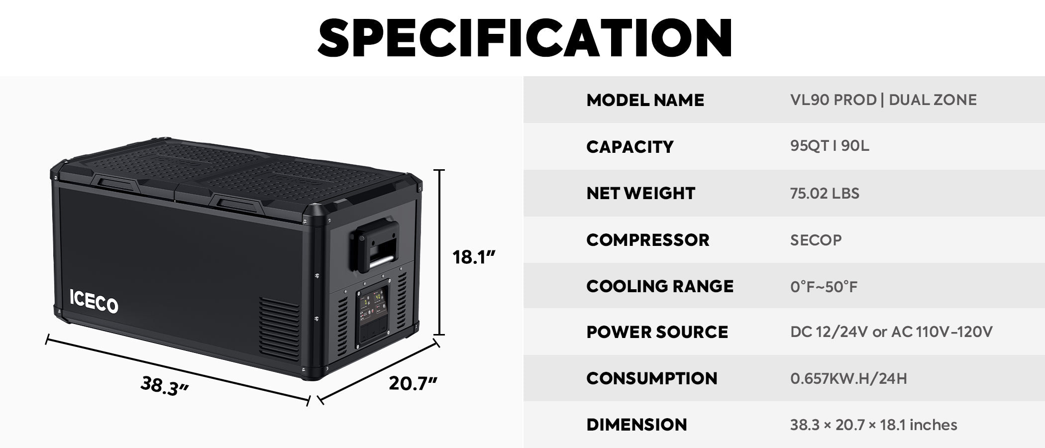VL90ProD Dual Zone RV 12 volt Fridge Plug in Cooler | ICECO | 90 LT - We The Collective