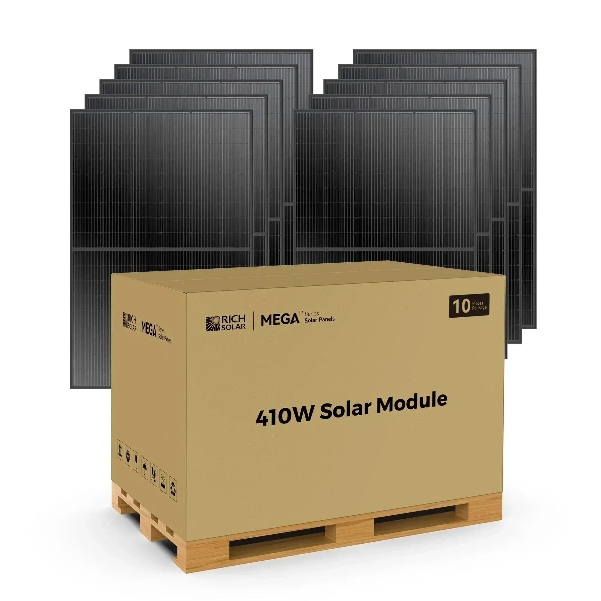Green Vista Living 410W Solar Panel for residential, commercial, or agricultural use, featuring a durable grid-tie or off-grid design.