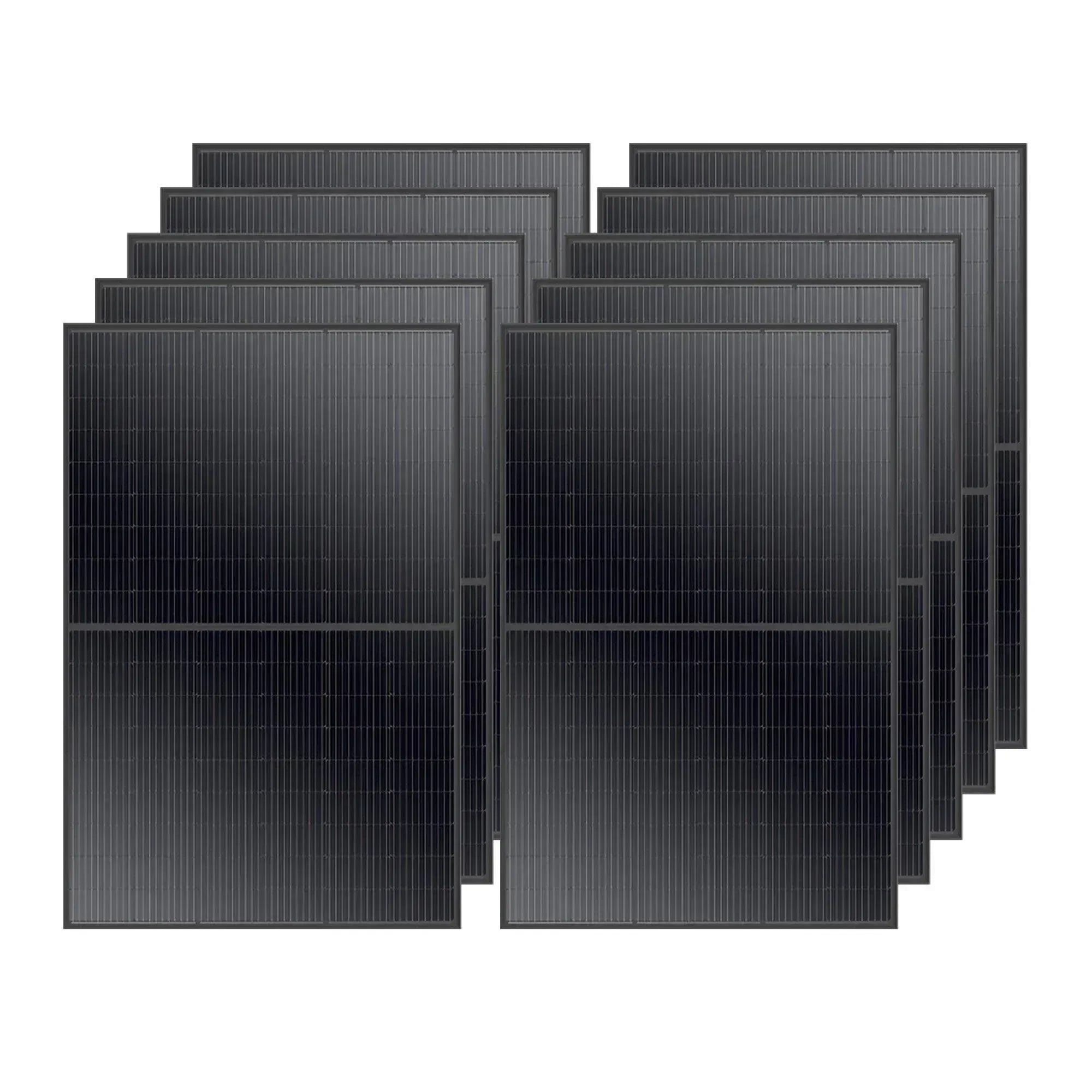 Green Vista Living 410W solar panel array with ten panels, suitable for residential, commercial, and agricultural solar energy systems.