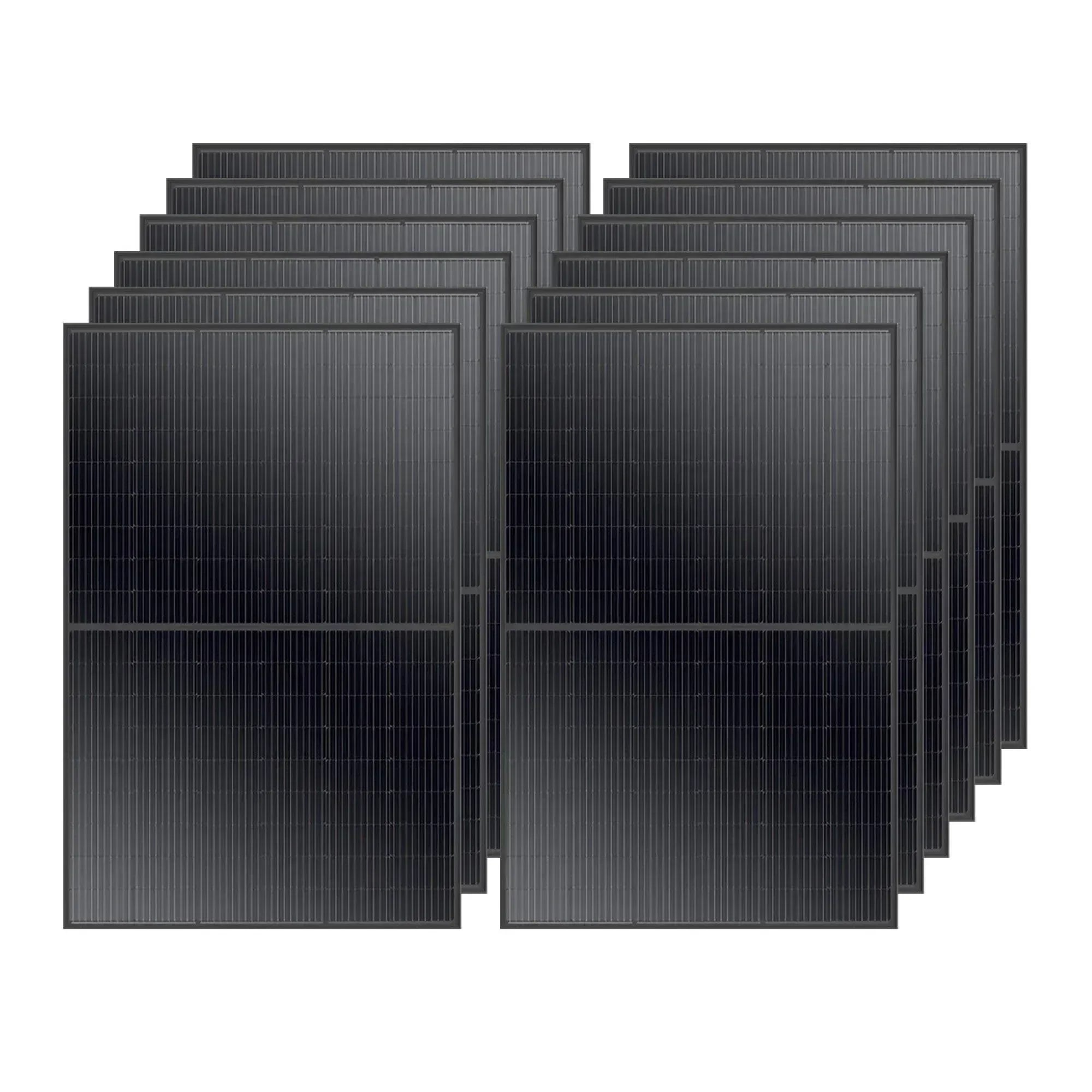Green Vista Living 410W solar panel, 12-piece set, for residential, commercial, or agricultural solar energy applications.