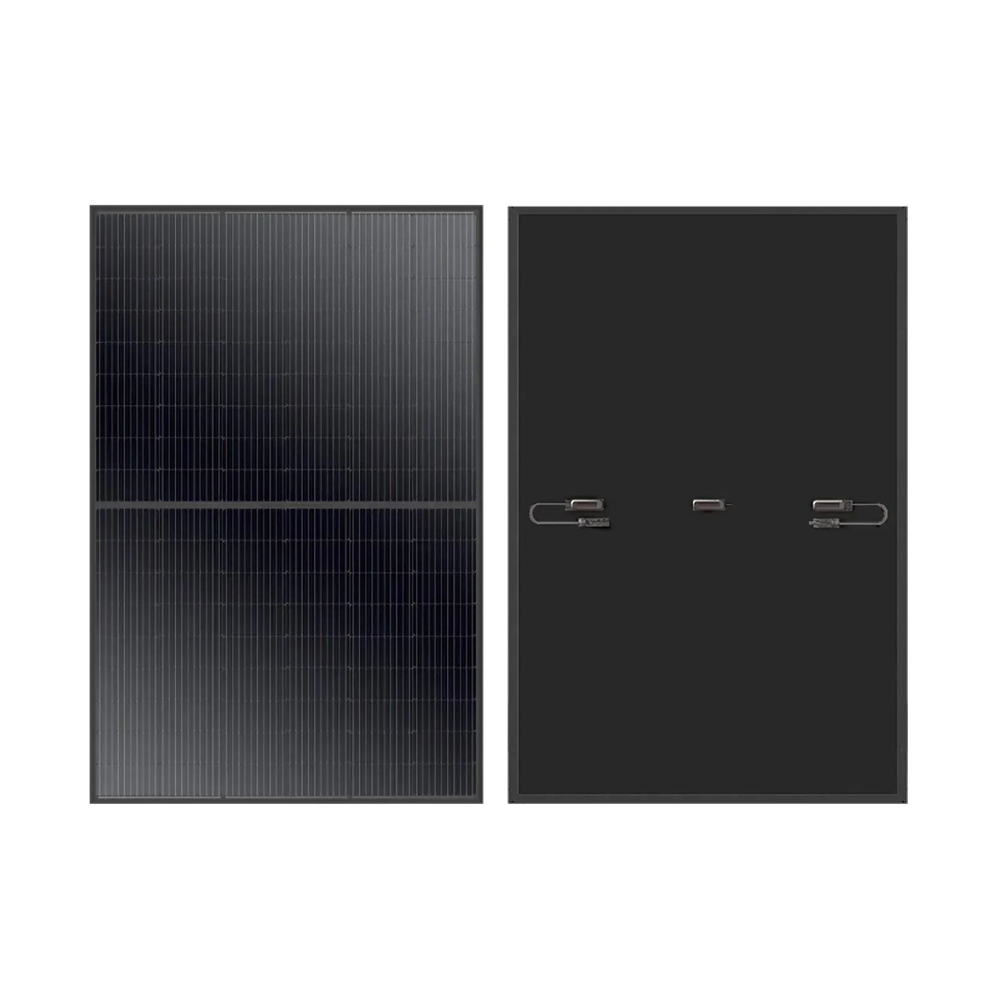 Green Vista Living 410W solar panel for residential, commercial, or agricultural use, featuring durable grid-tie and off-grid options.
