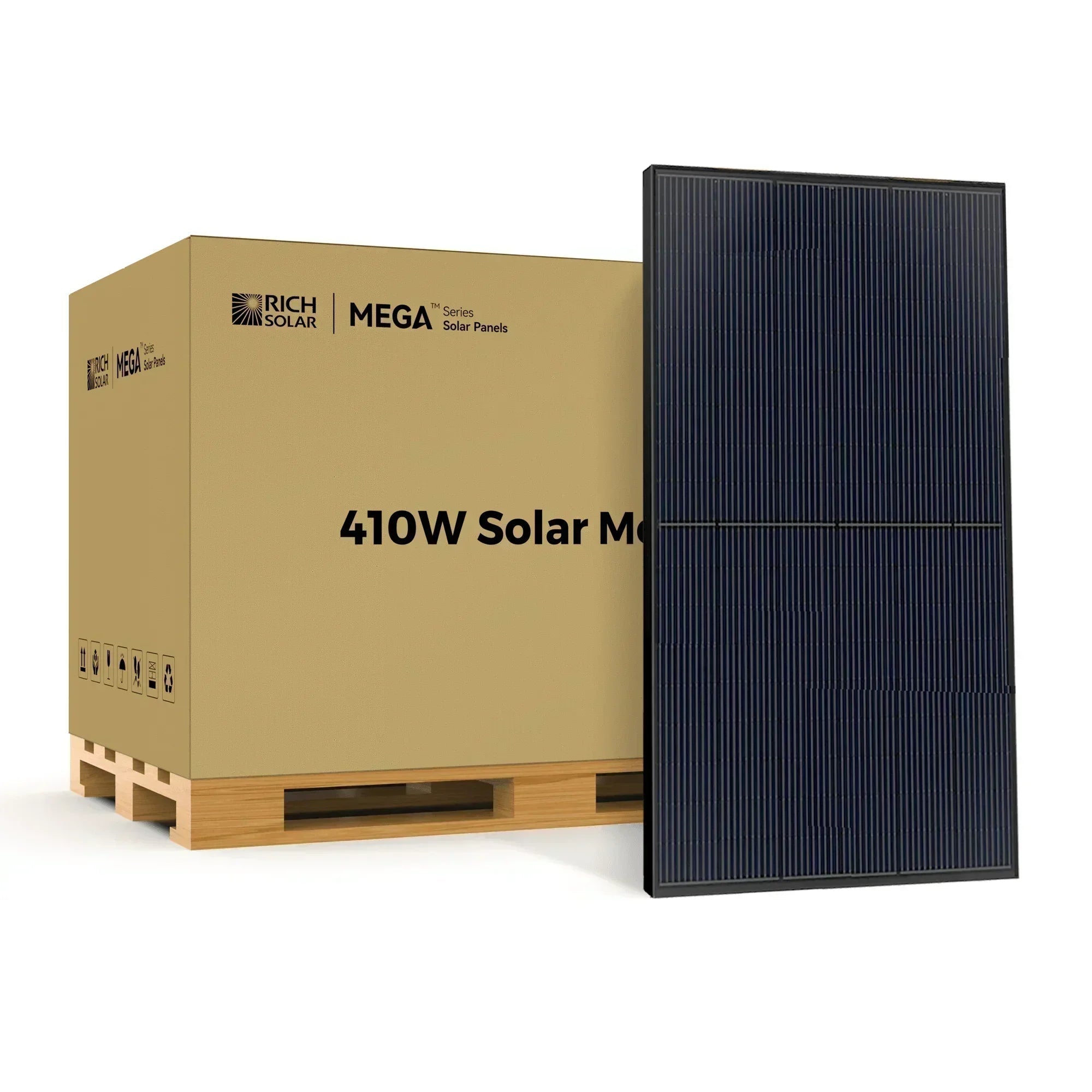 Green Vista Living 410W solar panel for residential, commercial, and agricultural use, featuring durable, high-efficiency solar cells.