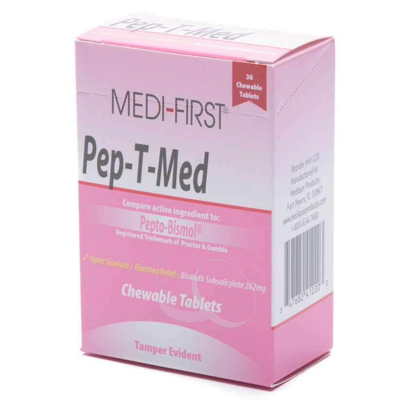 Box of Pep-T-Med medicine and topical treatment with 36 units, shown in packaging, from Quakekits.com.