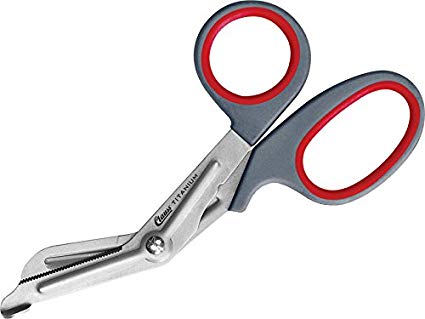 Premium titanium bonded EMT shears with safety design, featuring ergonomic handles and sharp blades for trauma use.