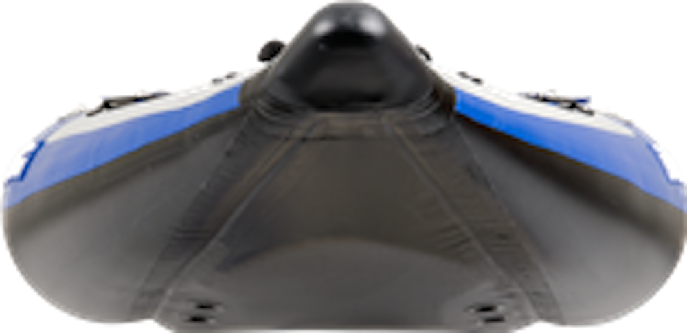 Backcountry Sportsman 420x Explorer inflatable kayak in orange, showing its sleek design and sturdy construction.