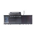 Castelle Flame 43-Inch 6-Burner 85K BTU Stainless Steel Outdoor BBQ Kitchen Island Grill With Wine Cooler, Rotisserie, And Sink (SAK19476) - We The Collective
