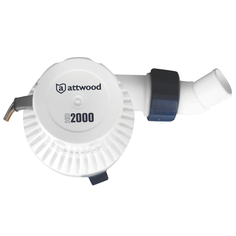 Wake World Parts Attwood heavy-duty bilge pump 2000 series, 12V, 2000 GPH, designed for marine bilge pumping systems.