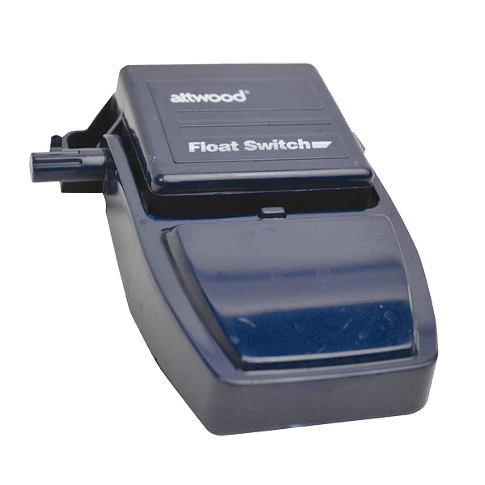 Attwood automatic float switch for bilge pumps, 12V and 24V, in a compact design for water level control.