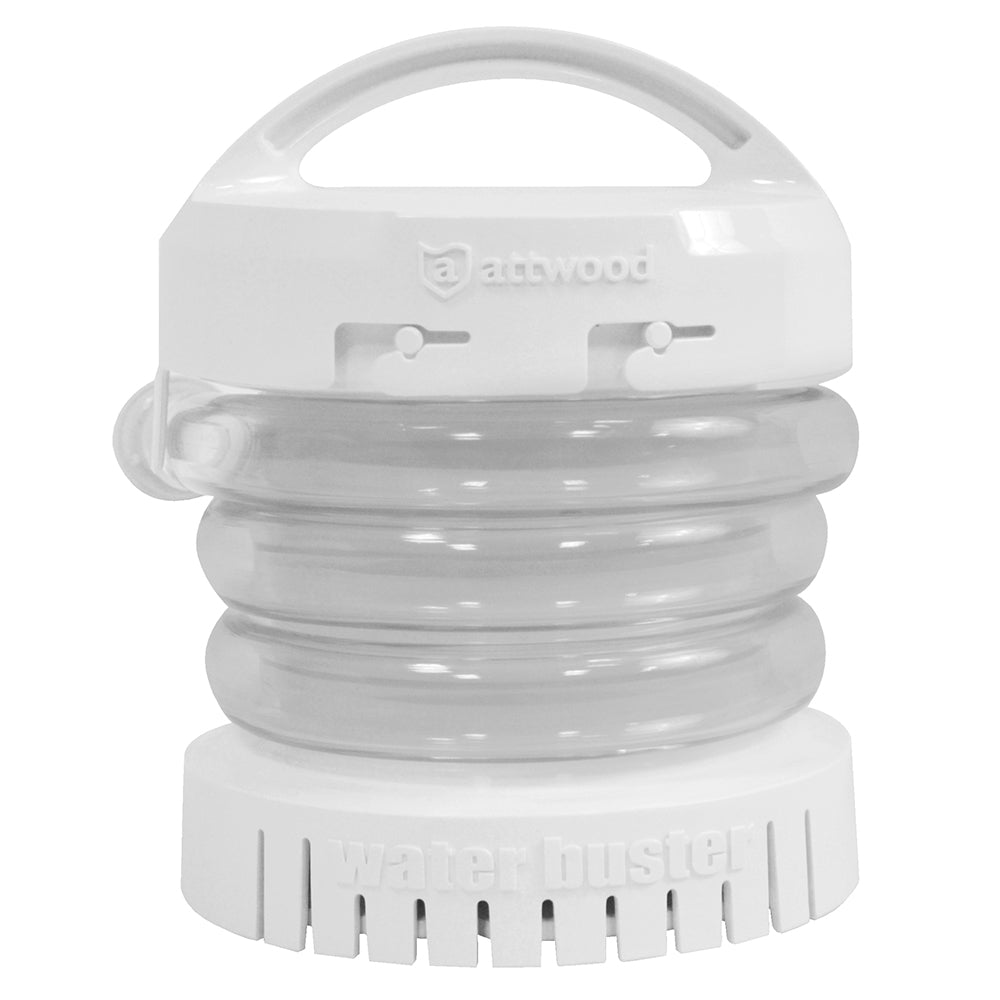 Attwood WaterBuster 200 GPH portable bilge pump with a compact design, ideal for quick water removal in boats.
