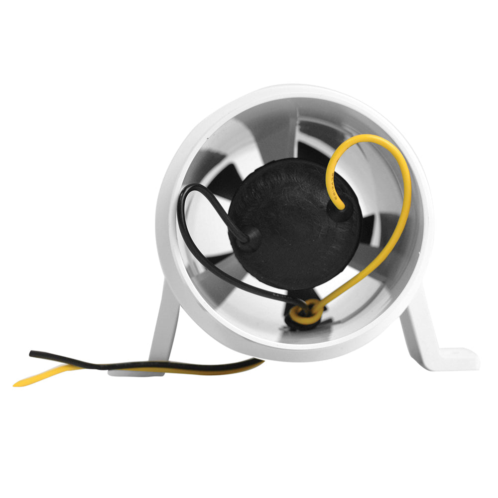 Wake World Parts Attwood Turbo 3000 Series 12V white water-resistant in-line blower for marine ventilation and cooling.