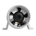 White Attwood Turbo 3000 Series 12V water-resistant in-line blower for marine ventilation, manufactured by Wake World Parts.
