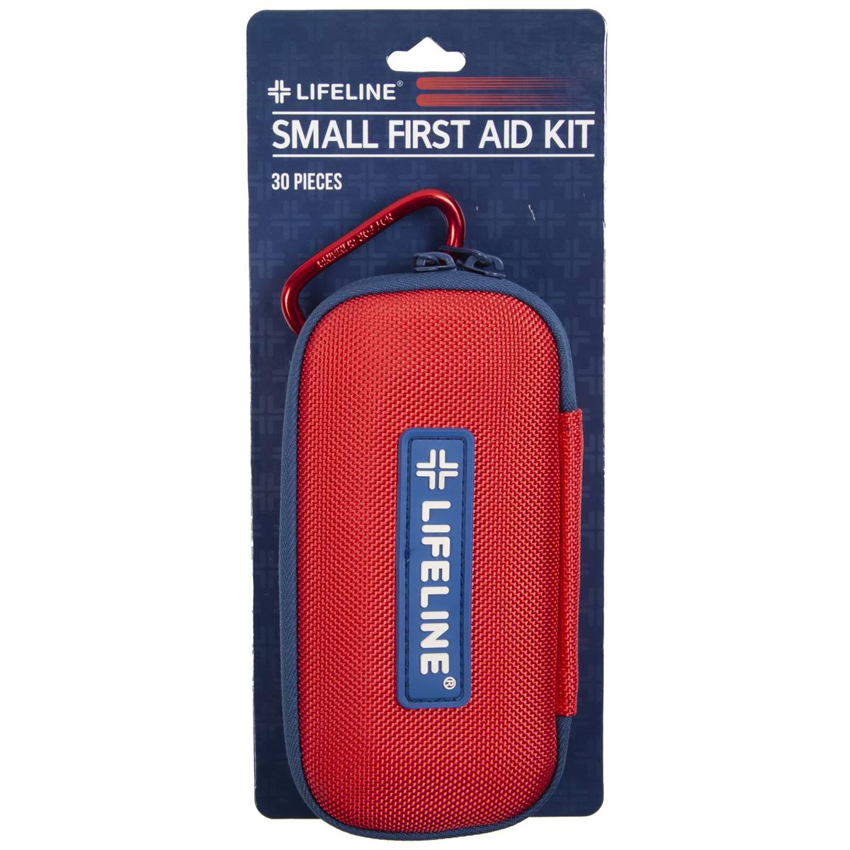 Small LifeLine First Aid Kit by quakekits.com with basic first aid supplies, compact kit for emergency health care.
