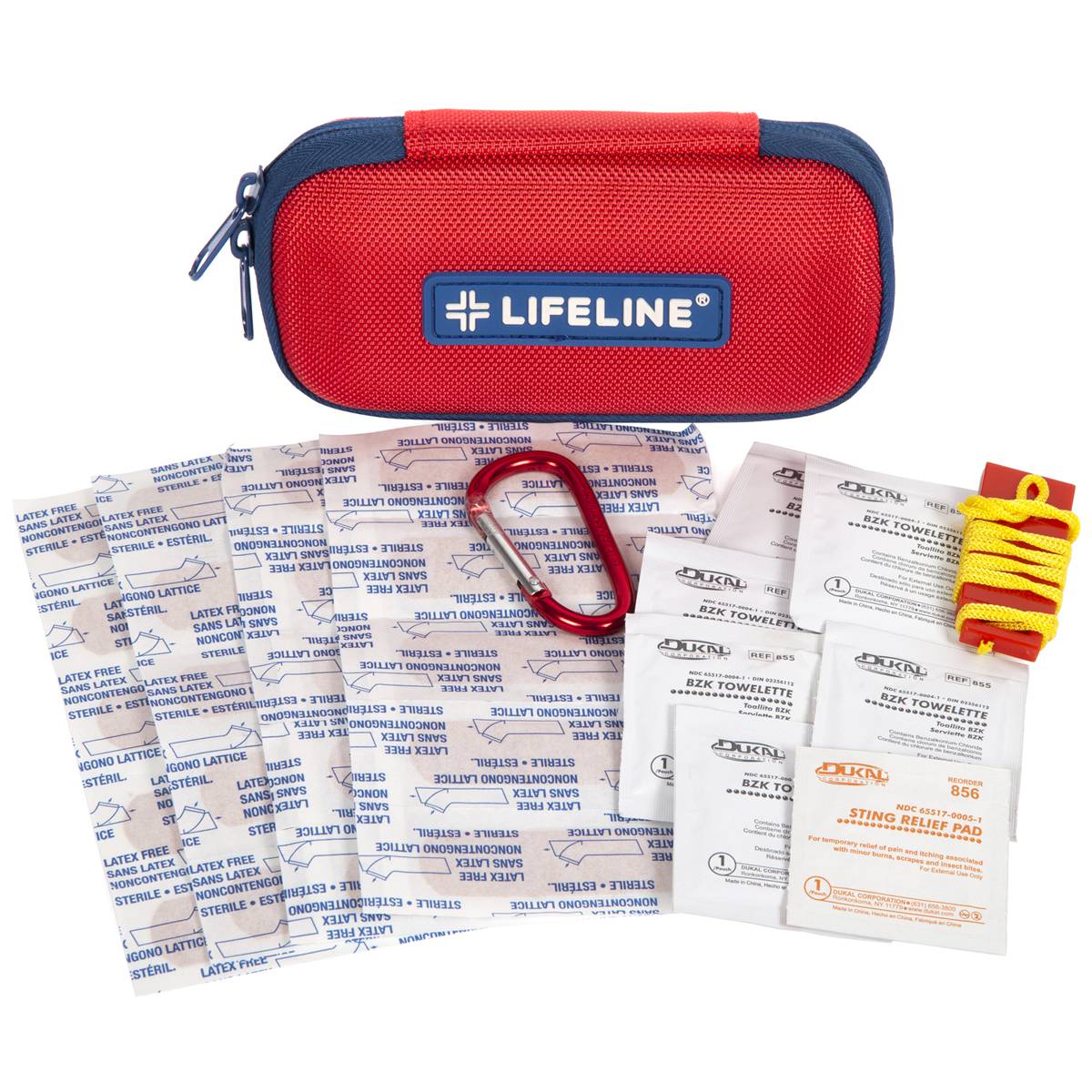 Small LifeLine First Aid Kit with basic supplies for emergency medical use, compact first aid kit by QuakeKits.