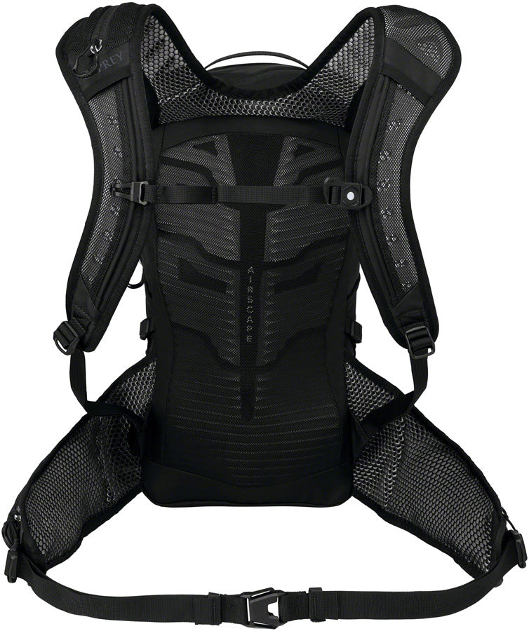 Black Osprey Raptor 14 EF hydration pack with adjustable straps, multiple compartments, and hydration reservoir for outdoor activities