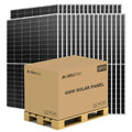 Green Vista Living Sungold Power 450W mono PERC solar panels on pallet, 32 panels for residential or commercial solar energy systems.