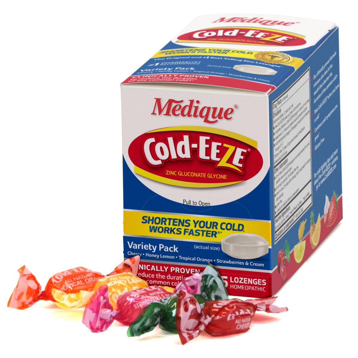 Cold-Eeze cherry-flavored lozenges for cold relief, 25-count box, soothing medicine from QuakeKits.
