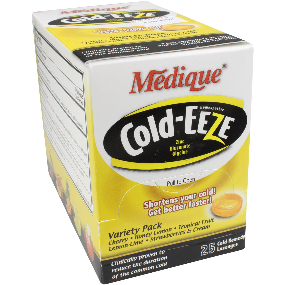 Cold-Eeze cherry-flavored lozenges in a box, soothing medicine for sore throat relief by quakekits.com