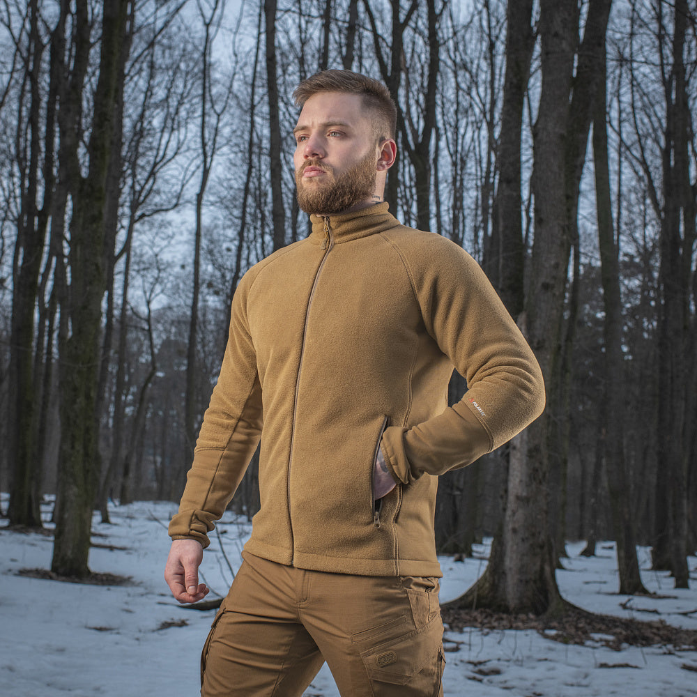 M-TAC Polartec Sport fleece jacket in dark color, featuring a zip front and soft, warm fabric ideal for outdoor activities.