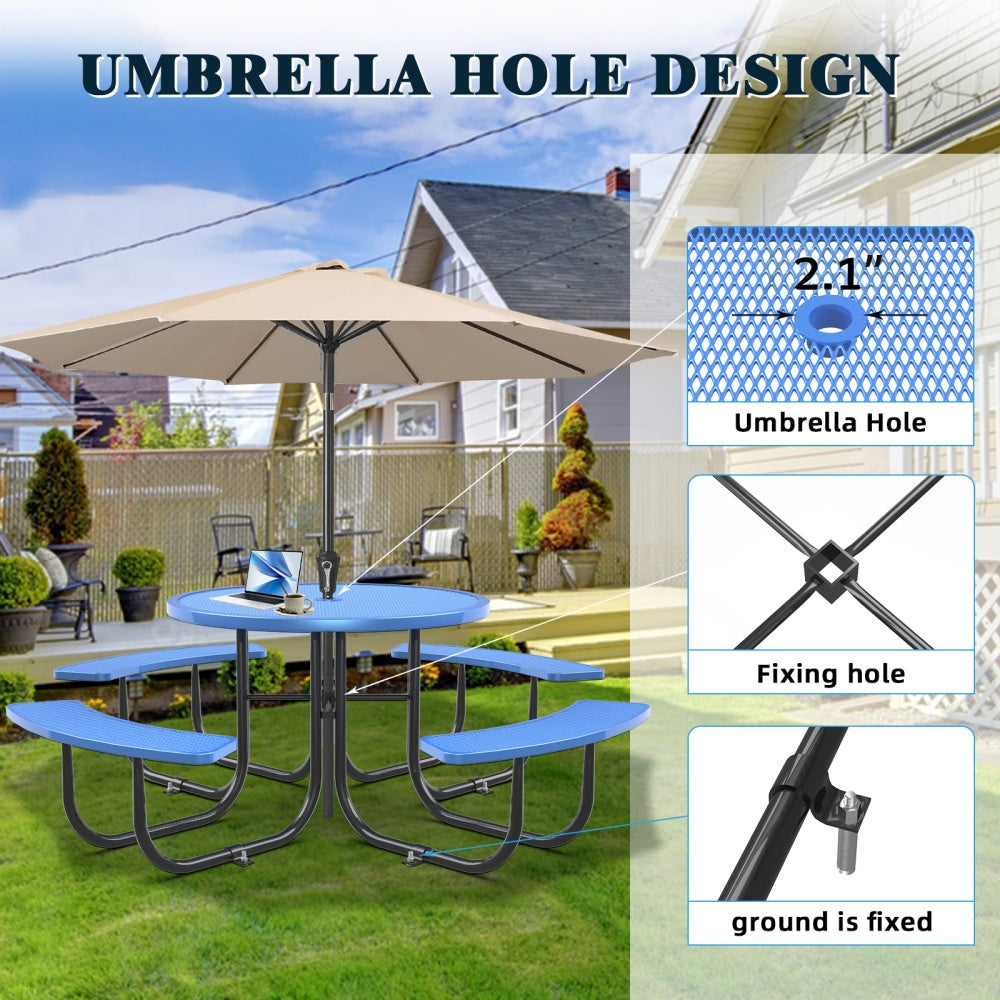 46" Round Picnic Table With Umbrella Hole - OVERLANDERS Outfitter