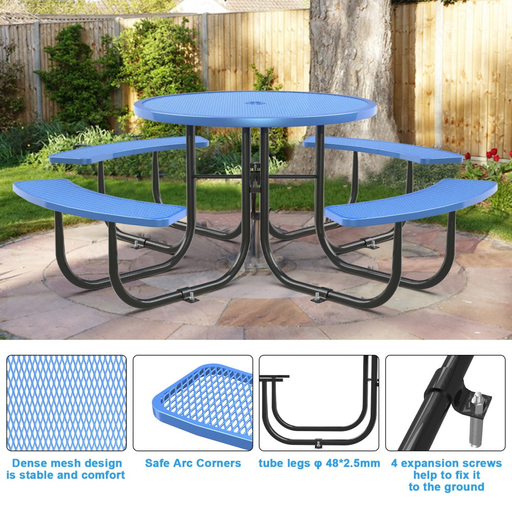46" Round Picnic Table With Umbrella Hole - OVERLANDERS Outfitter