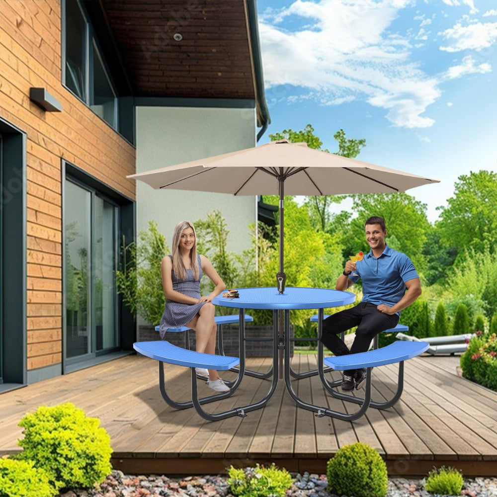 46" Round Picnic Table With Umbrella Hole - OVERLANDERS Outfitter